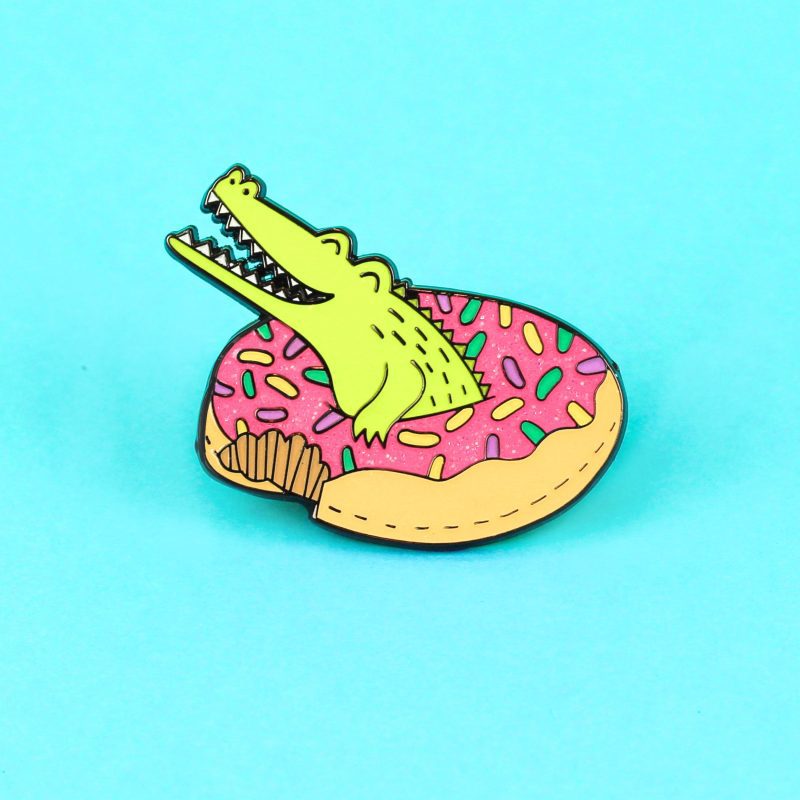 Alligatior Crocodile Pool Donut Float Enamel Pin Turtles Soup