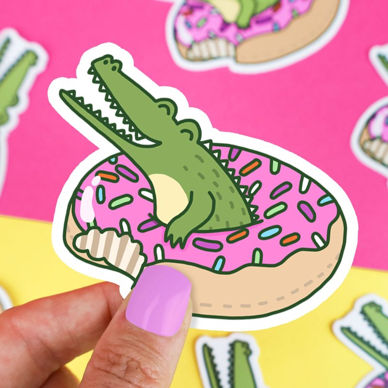 Alligator Donut Pool Float Vinyl Sticker