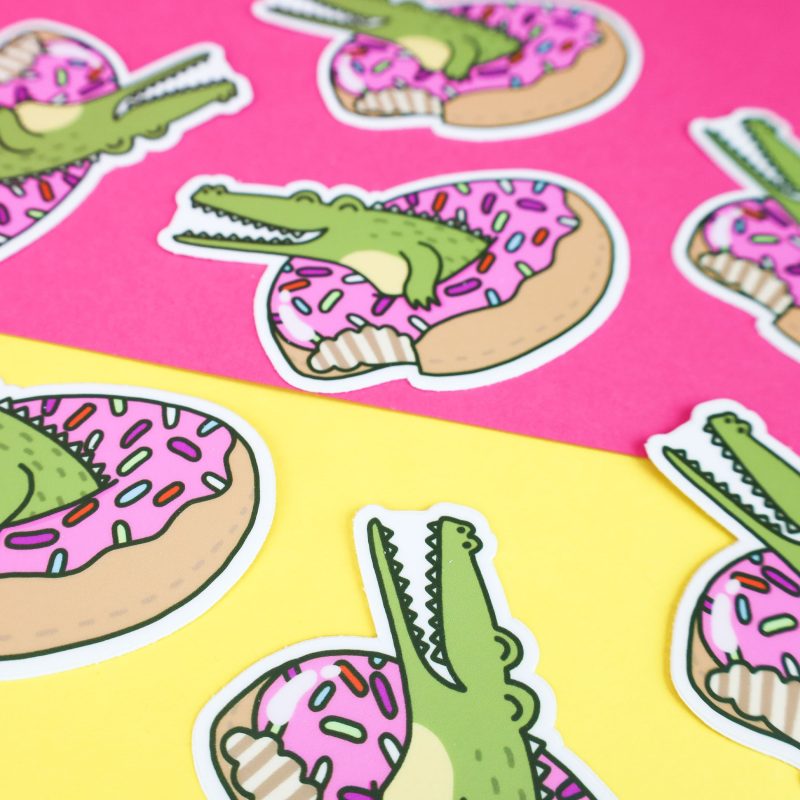 Alligator Donut Pool Float Vinyl Sticker Dessert