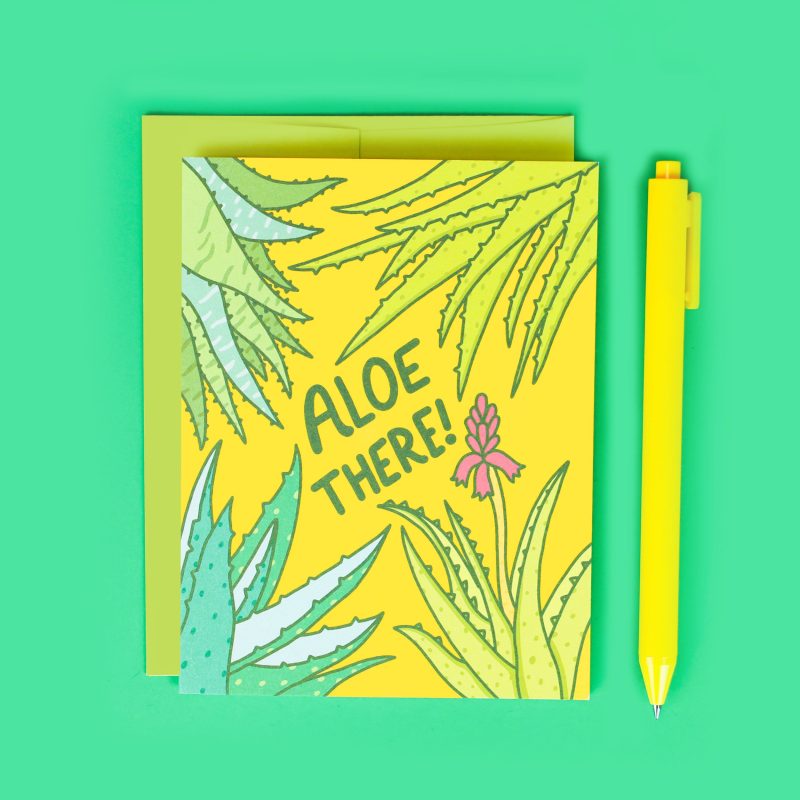 Aloe There Succulent Note Card Thinking of You Friendship For Friend Plant Lover TurtlesSoup Turtles Soup Card