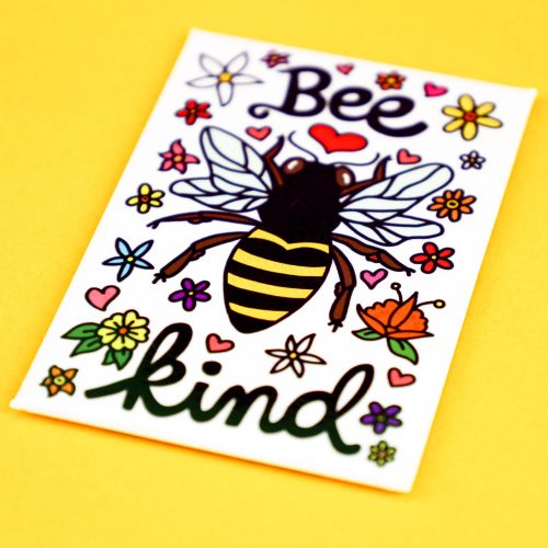 Bee Kind Fridge Magnet By Turtles Soup Cute Kindness Buzzing Bees Flowers Floral Spring Inspirational Words2x3