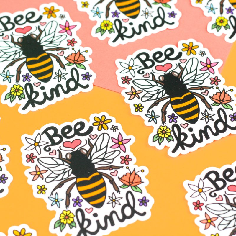 Bee Kind Positivity Vinyl Sticker Turtles Soup Flora