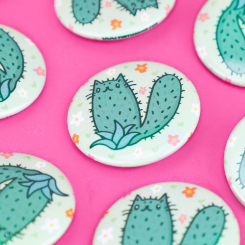 Cactus Cat Cacti Kitty Pinback Button Turtles Soup Flora Badge