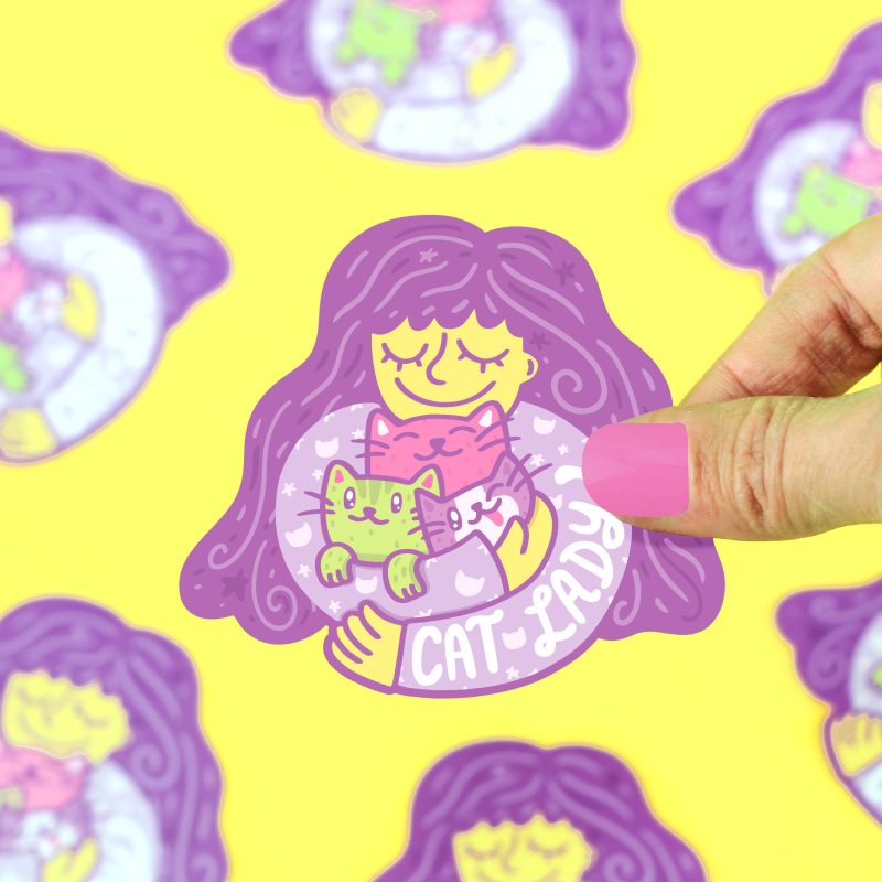 Cat Lady Kitty Purple Hugs Turtles Soup Sticker