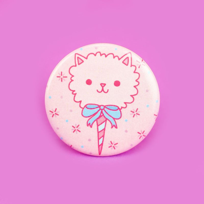 Cotton Candy Kitty Cat Pinback Button Sweet Sugar Adorable Sweet Tooth Turtles Soup Badge