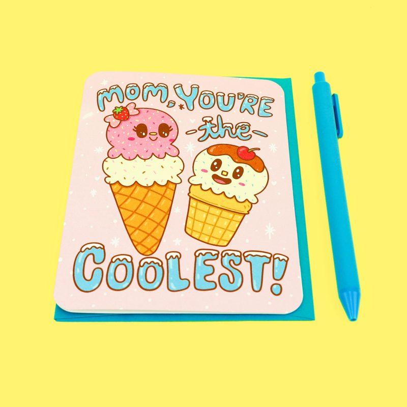 Cute Mothers Day Mom Ice Cream Cone Mom Birthday Card by Turtles Soup Cute Mothers Day Gift