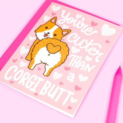 Cuter Than A Corgi Butt Love Annivesary Valentines Day Valentine Card Turtles Soup Greeting Card Stationery Cute Puppy Love Adorbs