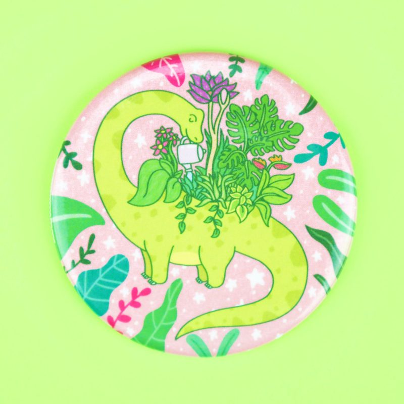 Dinosaur Brontosaurus Tropical Plants Planter Fridge Magnet Turtles Soup Prehistoric Art