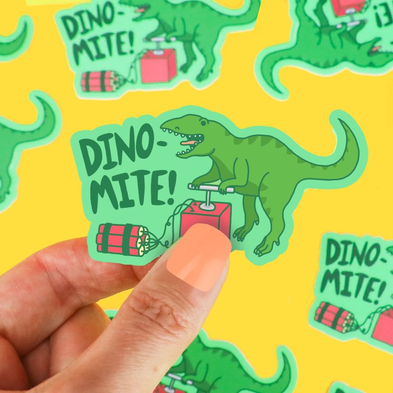 Dinosaur Stickers Funny Vinyl Stickers Animal Pun Stickers Dino Decal T Rex Tyrannosaurus Rex Dynamite Geeky Stickers Punny Gift