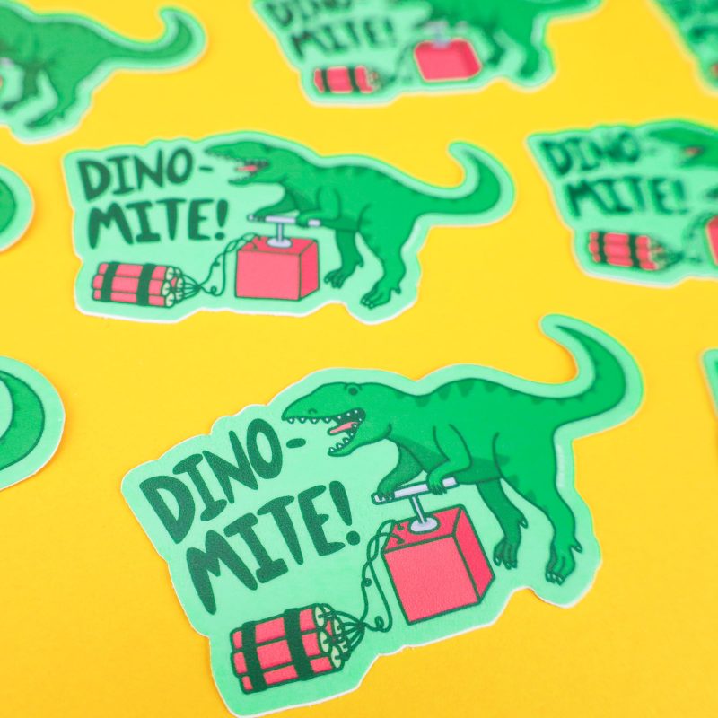 Dinosaur Stickers Funny Vinyl Stickers Animal Pun Stickers Dino Decal T Rex Tyrannosaurus Rex Dynamite Geeky Stickers Punny Gift pun