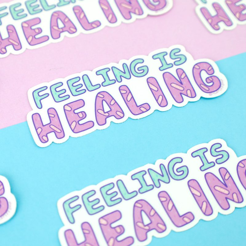 Feeling Is Healing Self Help Vinyl Sticker Reminder To Take Care Decal Water Bottle Sticker Mental Love Bandage