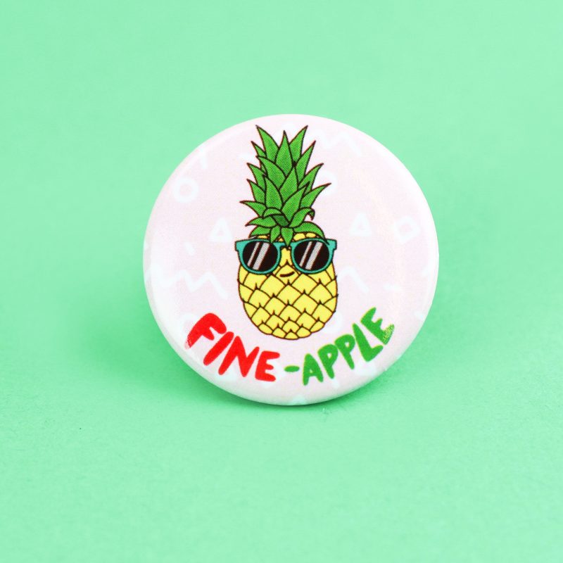 Fine Apple Food Pun Pinback Button Foodie Turtles Soup