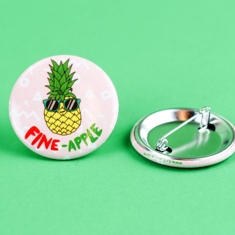 Fine Apple Food Pun Pinback Button Foodie Turtles Soup Pun