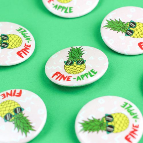 Fine Apple Food Pun Pinback Button Foodie Turtles Soup Pun Cute