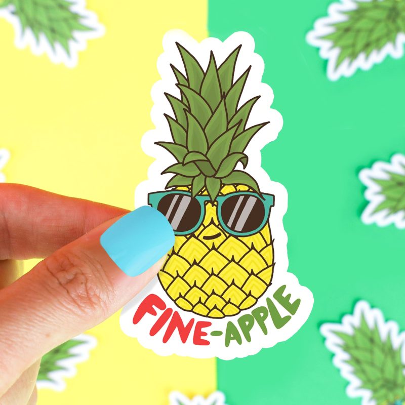 Fine Apple Fruit Pun Turtles Soup Vinyl Sticker