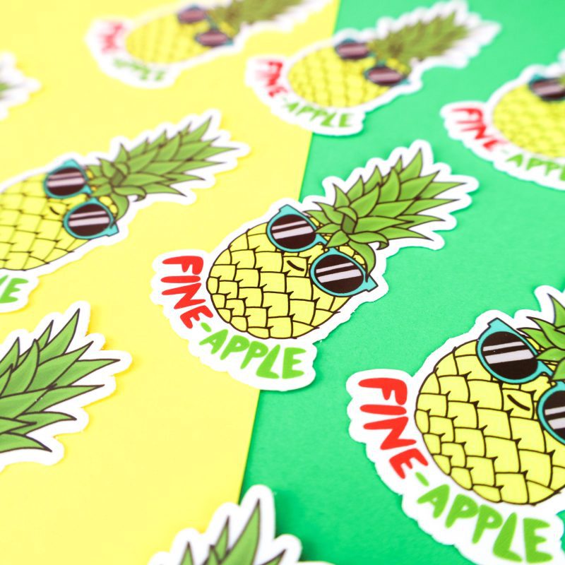 Fine Apple Fruit Pun Turtles Soup Vinyl Sticker Waterbottle Decal