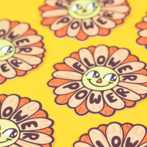 Flower Power Hippie 60s 70s Vinyl Sticker Retro Turtles Soup Cute