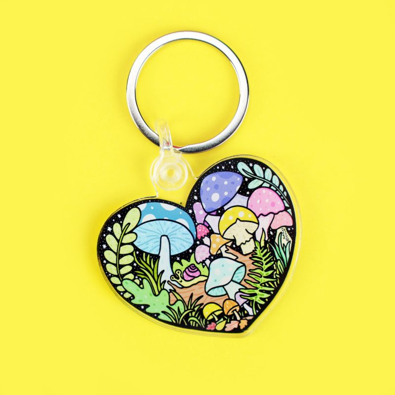 Forest Heart Keychain Acrylic Turtles Soup