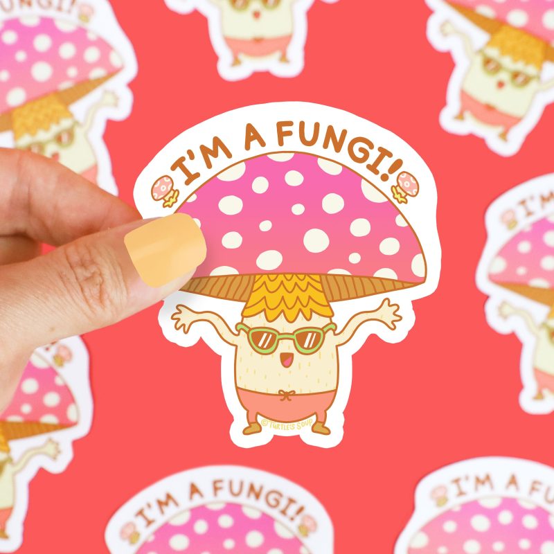 Fungi Mushroom Vinyl Sticker Fun Guy Punny Cute Laptop Decal Mycology Car Decal Water Bottle Sticker Gift Pun