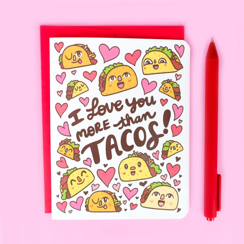 Funny Anniversary Card Taco Love Foodie Valentine Valentines Day Greeting Card by Turtles Soup