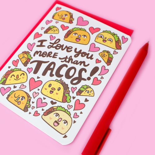 Funny Anniversary Card Taco Love Foodie Valentine Valentines Day Greeting Card by Turtles Soup Love You More Than