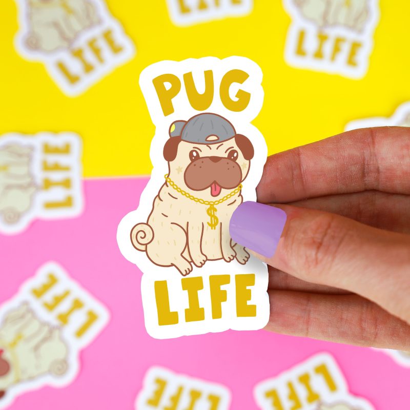 Funny Pug Sticker Pug Life Dog Pun Punny Gansta Sticker Cute Decal By Turtles Soup