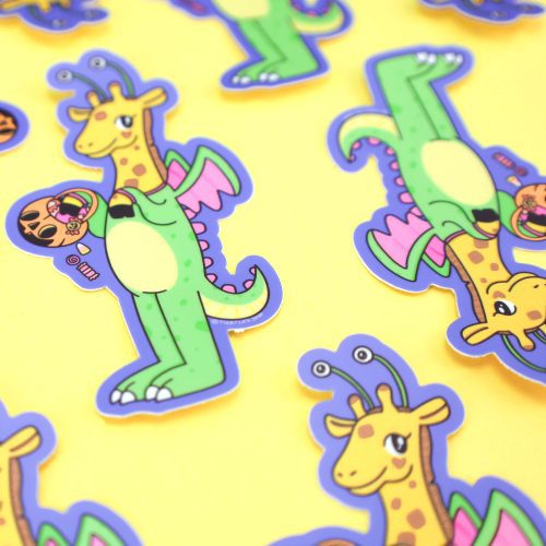 Giraffe Dragon Funny Halloween Costume Sticker for Waterbottle Laptop Trick or treat gif tby turtles soup vinyl sticker cute