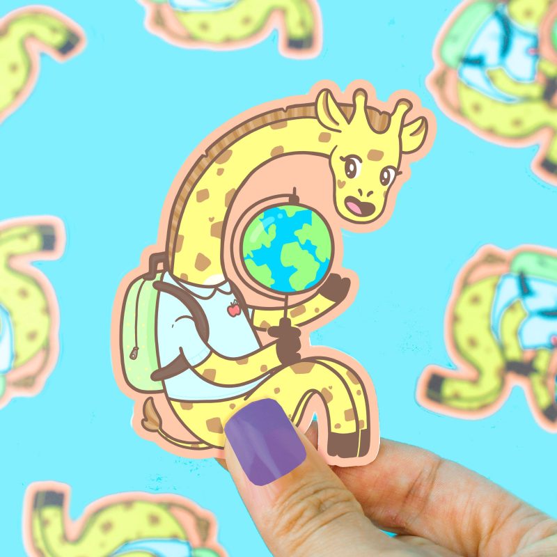 Giraffe World VInyl Sticker Cute Sticker Art Funny Design By Turtles Soup