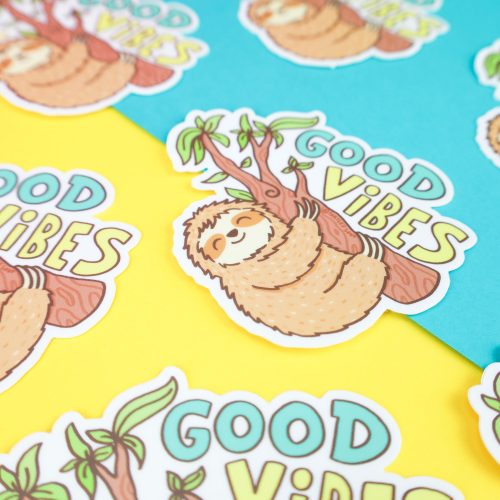 Good Vibes Vinyl Sticker Sloth