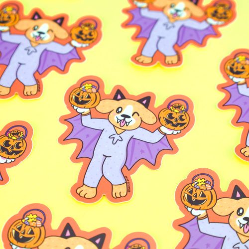 Halloween Puppy Vampire Bat Halloween Buddies Vinyl Sticker Cute Dog Costume Decal