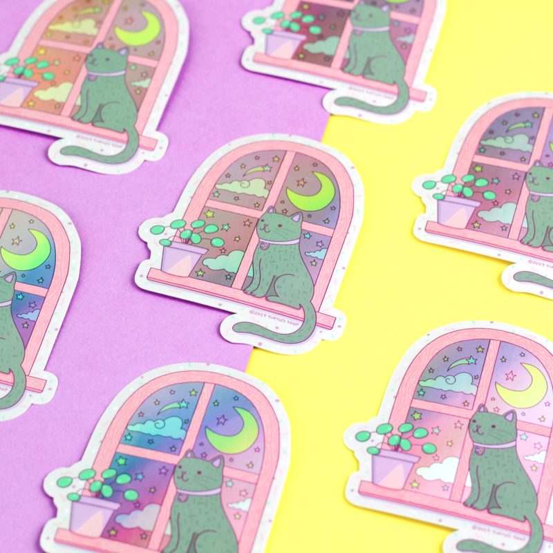 Holographic Kitty Window Sticker Cute