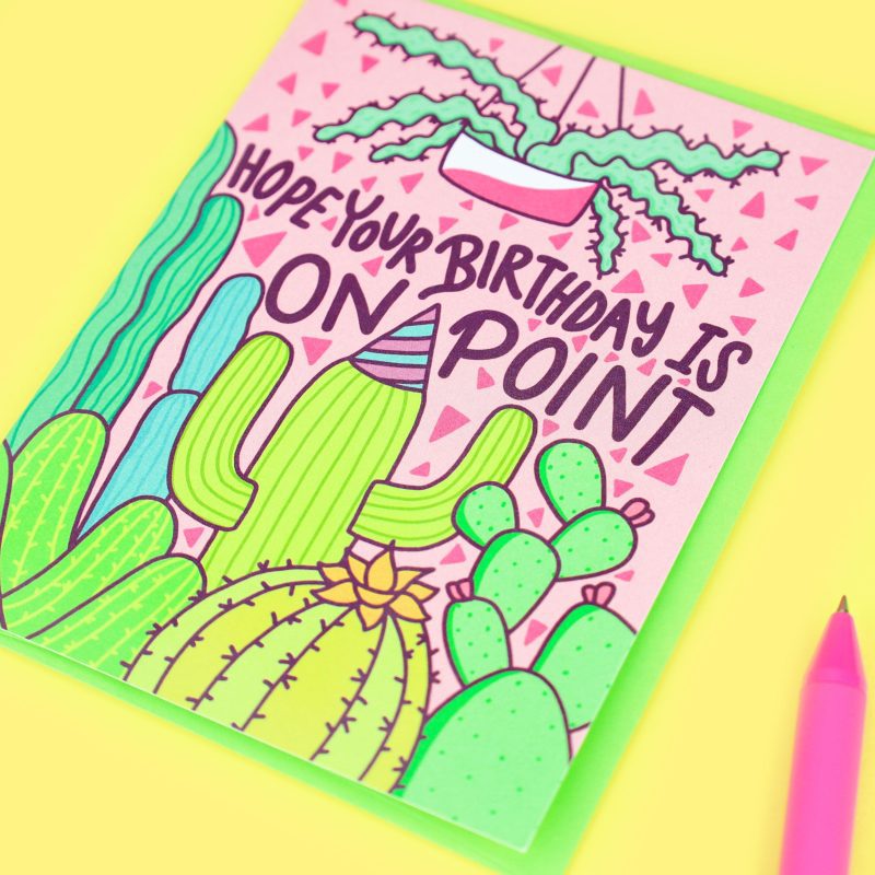 Hope Your Birthday Is On Point Cactus Cacti Bday Birthday Card TurtlesSoup Turtles Soup Funny Birthday Cacti