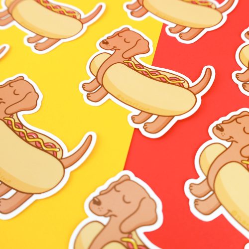 Hot Dog Dachshund Puppy Dog Vinyl Sticker Decal for Water Bottle Laptop Phone Journal Turtle Soup Turtles Soup Original Art Cute Gift Funny