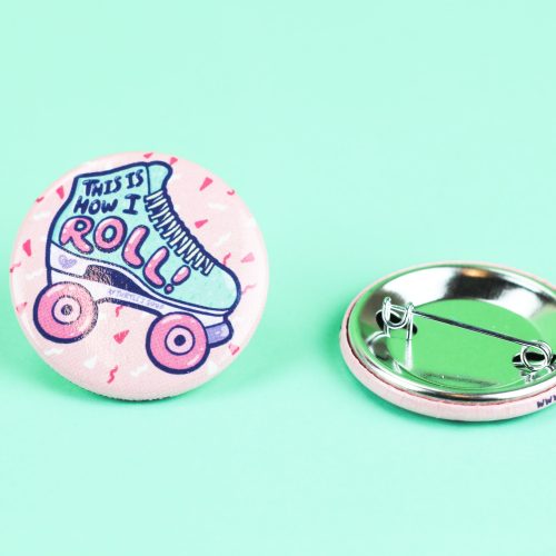 How I Roll Roller Derby Pinback Button Badge Turtles Soup Cute