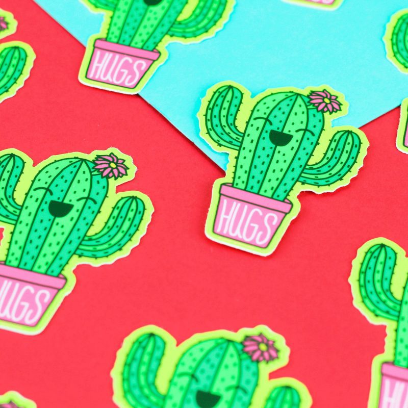 Hugs Cactus Vinyl Sticker Cacti Succulent Art Decals