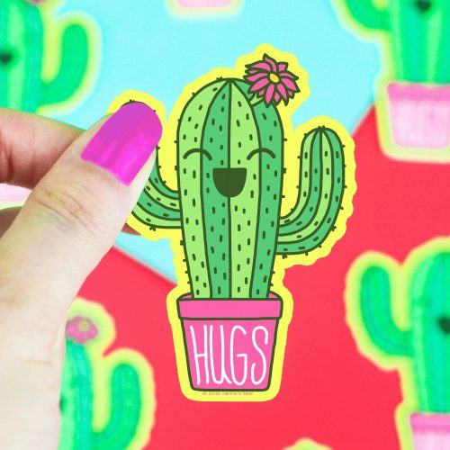 Hugs Cactus Vinyl Sticker Laptop Art Turtle s Soup