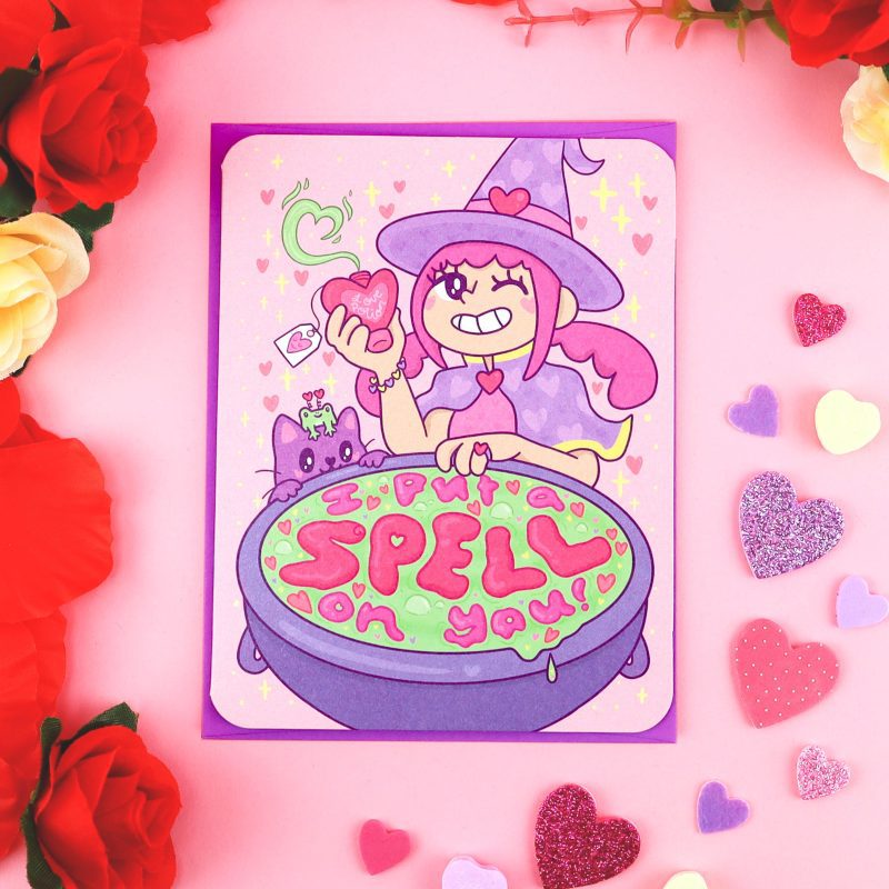 I Put a Spell On You witchy love card cute valentines day card anniversary witchcraft card funny cauldron card witches brew card by turtles soup Cute