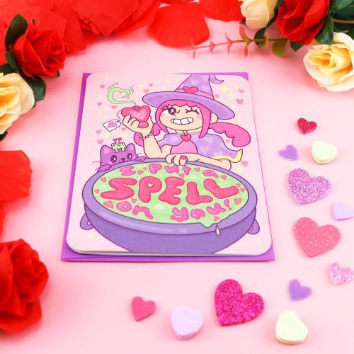 I Put a Spell On You witchy love card cute valentines day card anniversary witchcraft card funny cauldron card witches brew card by turtles soup Cute alt view