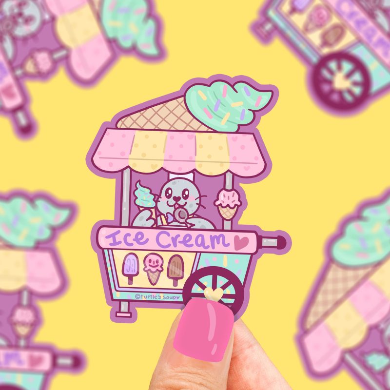 Ice Cream Shop Sticker cute ice cream stand adorable kawaii booth art by turtles soup sticker art