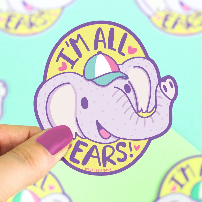 Im All Ears Elephant Cute Vinyl Sticker