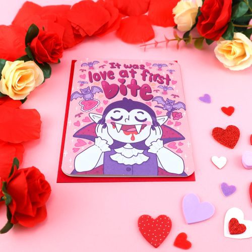 It was love at first bite vampire love card funny valentiens day greeting card by turtles soup alt photo