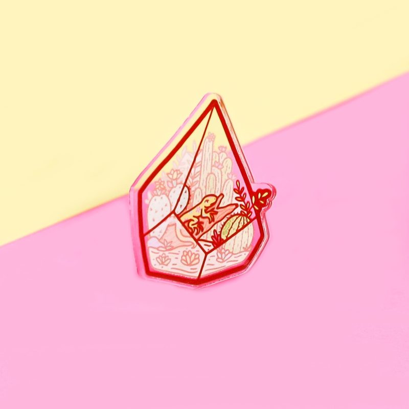 Lizard Terrarium Cacti Acrylic Pin By Turtles Soup