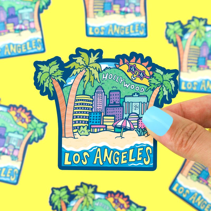 Los Angeles California Hollywood La City Vinyl Sticker Los Angeles Beach Deal for Waterbottle By Turtles Soup Travel Sticker Cali Sunshine Palmtrees Beaches