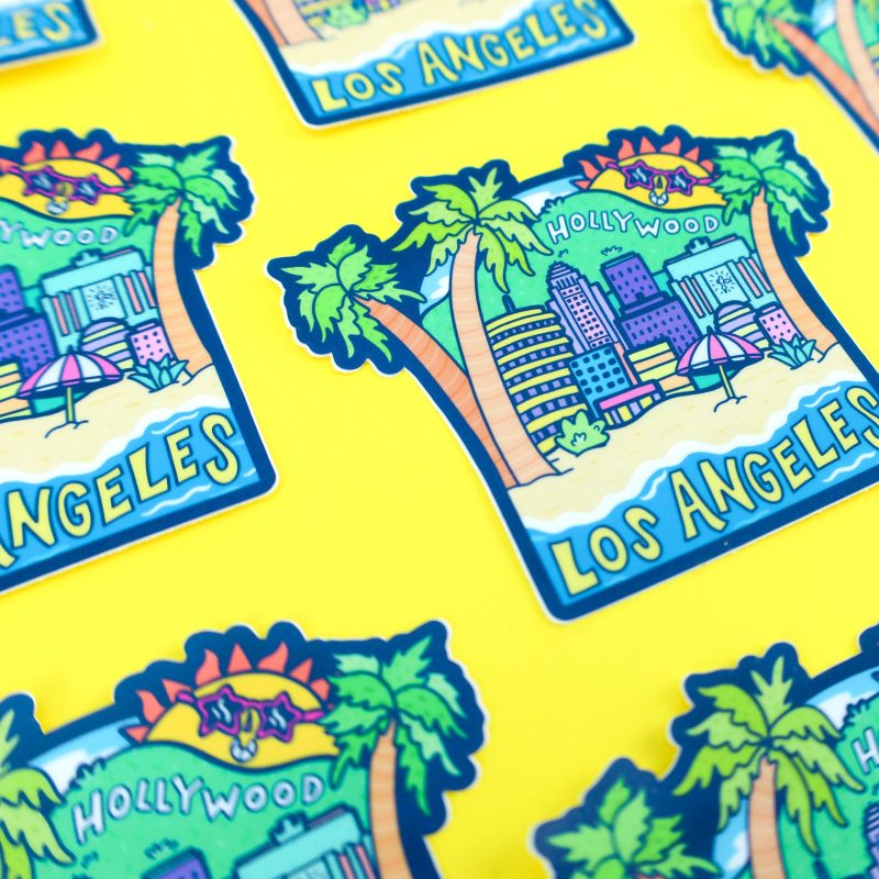 Los Angeles California Hollywood La City Vinyl Sticker Los Angeles Beach Deal for Waterbottle By Turtles Soup Travel Sticker Cali Sunshine Palmtrees Beaches Sunshine