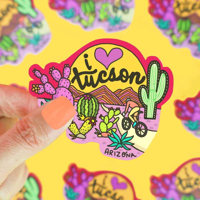 Love Tucson Sunset Catalina Mountains Sonoran Living Biking Saguaro Cactus Desert Vinyl Sticker Turtles Soup