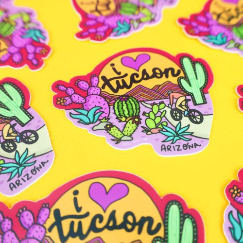 Love Tucson Sunset Catalina Mountains Sonoran Living Biking Saguaro Cactus Desert Vinyl Sticker Turtles Soup Lifestyle