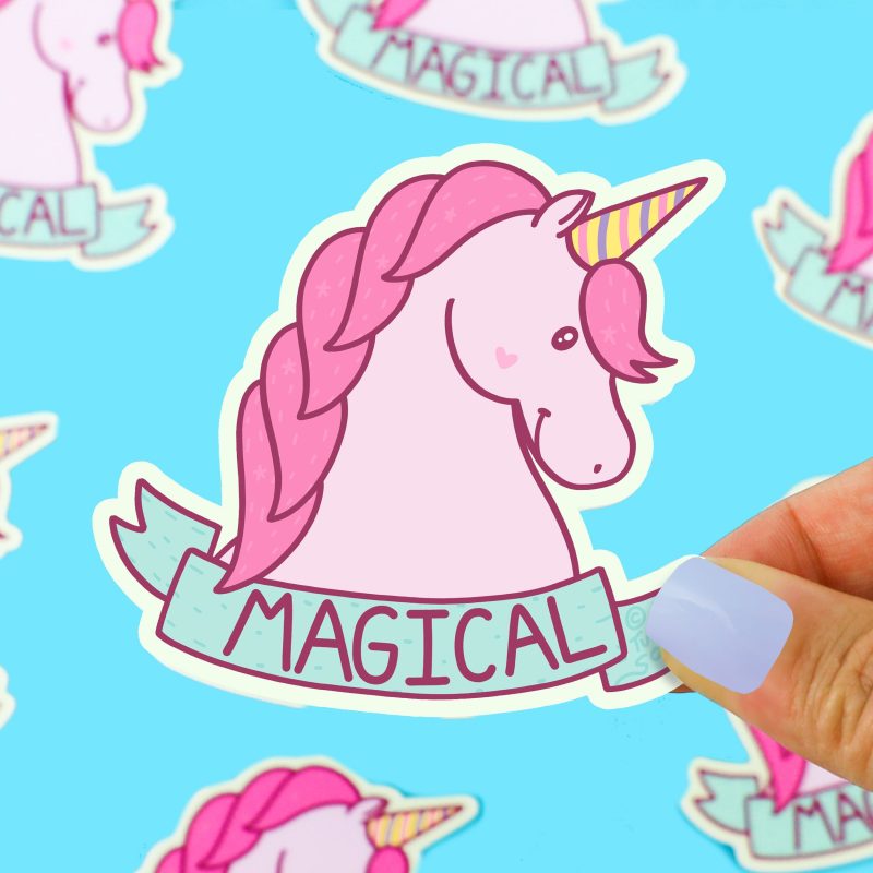 Magical Unicorn Rainbow Bumper Sticker Cute Sticker For Girls Laptop Kids Children Water Bottle Waterproof Decal by Turtles Soup