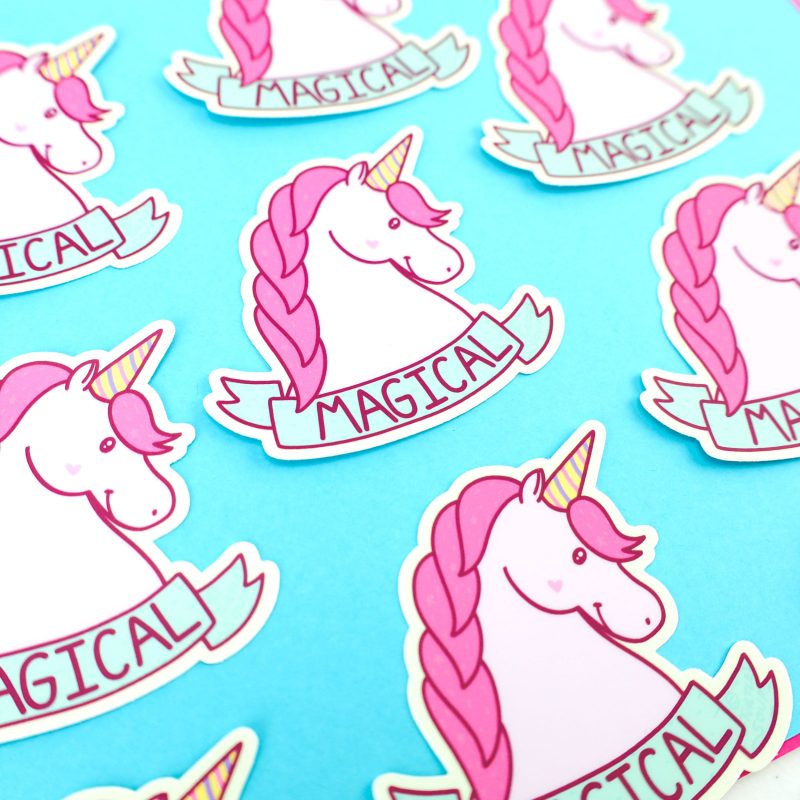 Magical Unicorn Rainbow Bumper Sticker Cute Sticker For Girls Laptop Kids Children Water Bottle Waterproof Decal by Turtles Soup Cute