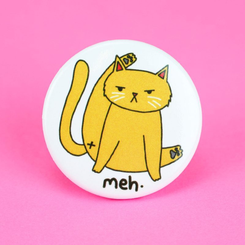 Meh Unamused Kitty Cat Grooming Dont Look At Me Funny Animal Lover Cat Lady Pinback Button Turtles Soup