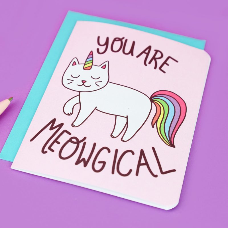 Meowgical Kitty Cat Card Funny Birthday Anniverary Thinking of You Friendship Unicorn Magical Best Friend Cat Love Card Turtles Soup TurtlesSoup Turtle Soup Birthday Card